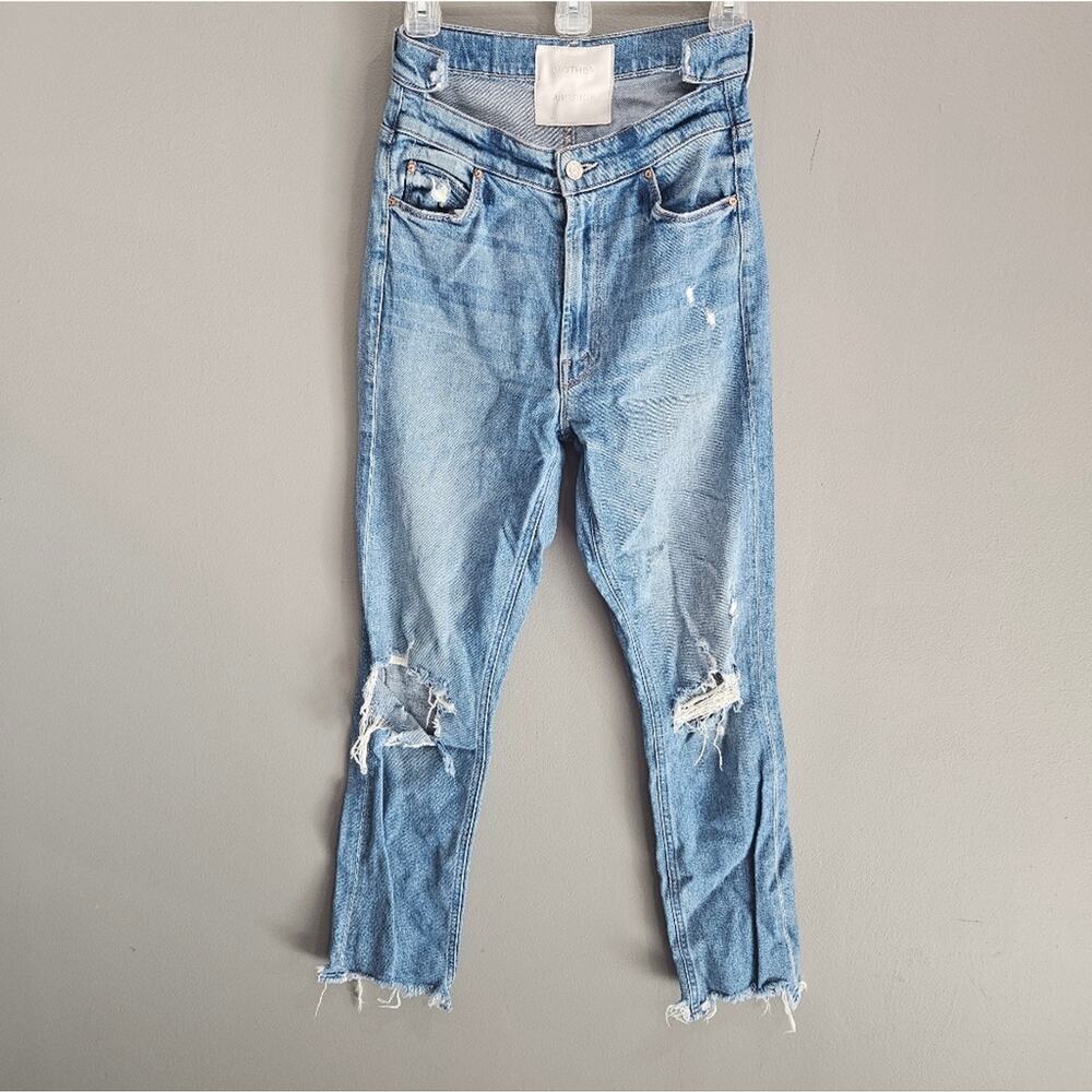 Mother Superior The Dazzler Shift Chew Blue Jeans Size 26